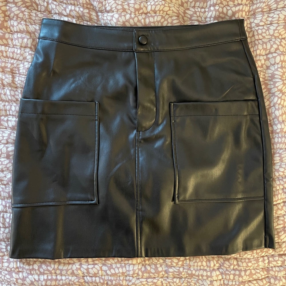 NWOT Black Leather Mini Skirt - BB Dakota